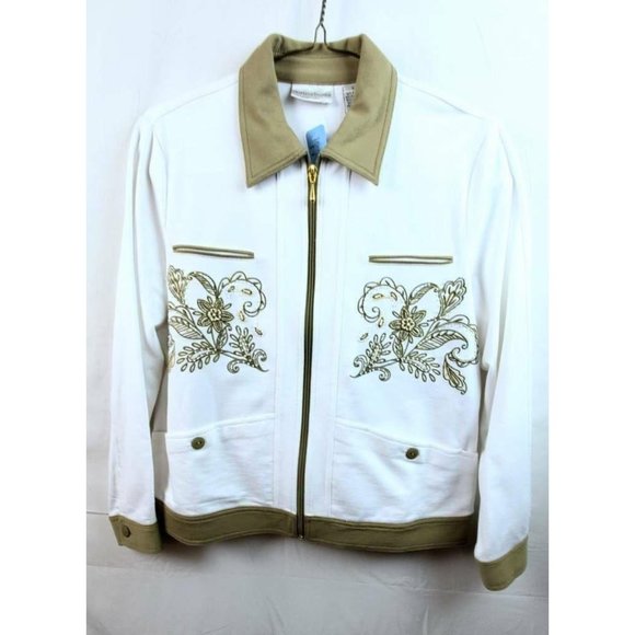 Draper's & Damon's Womens Jacket White Beige Embro - Picture 1 of 7